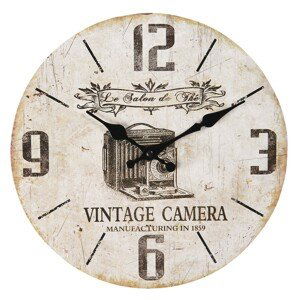 Nástěnné hodiny Vintage Camera – Ø 30*3 cm / 1*AA Clayre & Eef