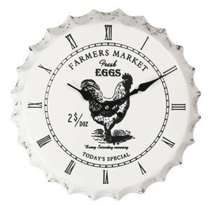 Nástěnné hodiny v designu zátky Farmers Market – Ø 35*5 cm / 1*AA Clayre & Eef