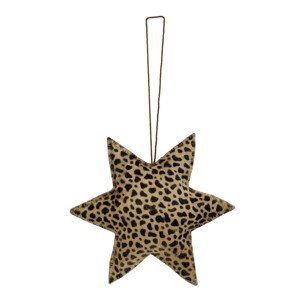 Závěsná dekorativní ozdoba Hvězda s motivem žirafí kůže z hovězí kůže L - 20*20*5cm Mars & More
