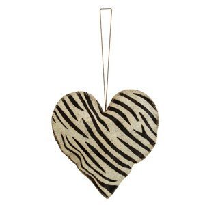 Závěsné velké dekorativní srdce Zebra z hovězí kůže- 20*20*5cm Mars & More
