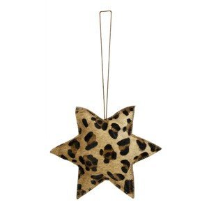Závěsná dekorativní ozdoba Hvězda s motivem leopardí kůže z hovězí kůže L - 20*20*5cm Mars & More
