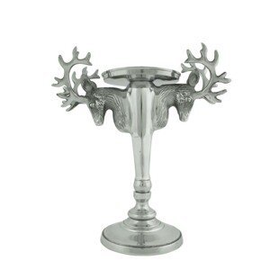 Stříbrný kovový barokní svícen s jeleny - 24*12*28cm Mars & More