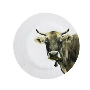 Porcelánový jídelní talíř s motivem švýcarské krávy -  Ø 27*3cm Mars & More