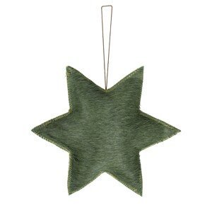 Závěsná dekorativní zelená hvězda z hovězí kůže L - 20*20*4,5cm Mars & More