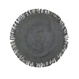 Černý jutový koberec s třásněmi Fringi - Ø120*1cm Mars & More