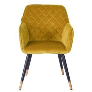 Sametově žlutá jídelní židle Davanti - 50*58*86 cm Collectione