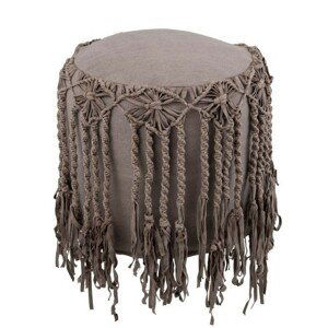 Bavlněný puf Macrame taupe - Ø 45*45cm J-Line by Jolipa