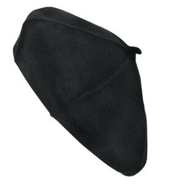 Černý mírně chlupatý baret - 28 cm Clayre & Eef