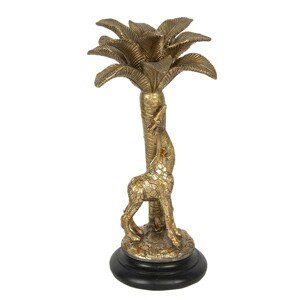 Zlatý svícen Žirafa u palmy – Ø 14*34 cm Clayre & Eef