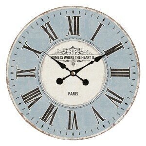 Modré nástěnné hodiny s římskými číslicemi Paris – Ø 34*4 cm / 1*AA Clayre & Eef