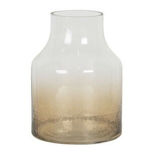 Hnědo bílá skleněná váza - Ø 14*20 cm Clayre & Eef