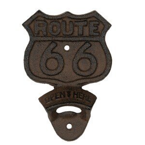 Nástěnný hnědo černý litinový otvírák Route 66 - 10*3*13 cm Clayre & Eef