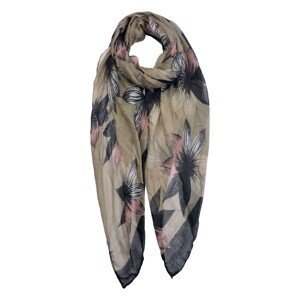 Hnědý šátek s potiskem květin - 90*180 cm Clayre & Eef