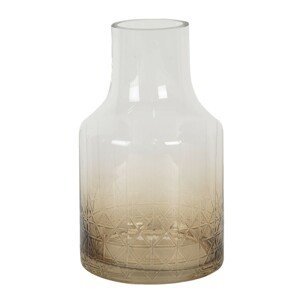 Hnědo bílá skleněná váza L - Ø 12*20 cm Clayre & Eef