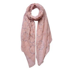 Růžový šátek s květovanými kruhy - 70*180 cm Clayre & Eef