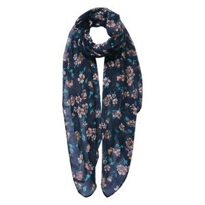 Tmavě modrý šátek s kvítky - 80*180 cm Clayre & Eef