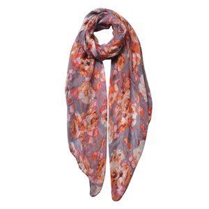 Šedý šátek s barevnými květy - 80*180 cm Clayre & Eef