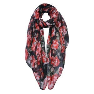 Černý šátek s barevnými květy - 80*180 cm Clayre & Eef