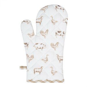 Kuchyňská chňapka z bavlny Country Life Animals béžovo-bílá - 16*30 cm Clayre & Eef