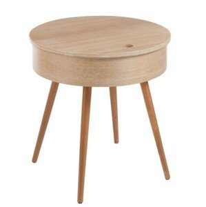 Dřevěný odkládací stolek s úložným prostorem - Ø 52*53cm J-Line by Jolipa