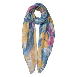 Modrý šátek s barevnými květy - 80*180 cm Clayre & Eef