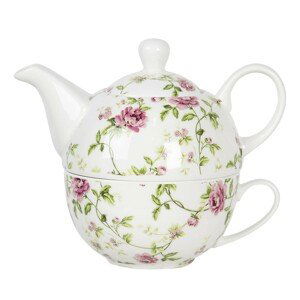 Čajová porcelánová sada pro jednoho Bouton de Rose - 0,4L Clayre & Eef