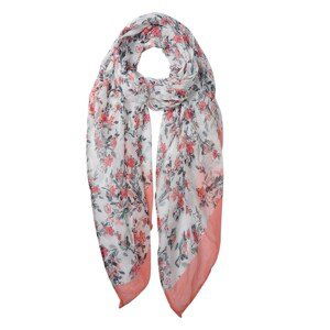 Bílo růžový šátek s kvítky - 80*180 cm Clayre & Eef
