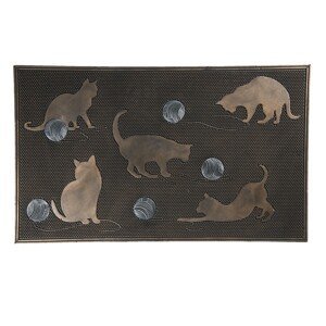 Gumová rohožka před dveře s kočkami - 75*45*1 cm Clayre & Eef