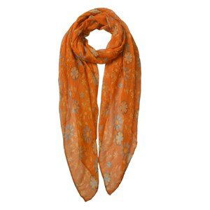 Oranžový šátek s květinami - 80*180 cm Clayre & Eef