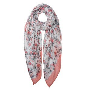 Bílo růžový šátek s kvítky - 80*180 cm Clayre & Eef