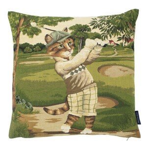 Gobelínový polštář s kocourem hrající golf - 45*45*15cm Mars & More