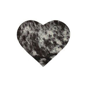 Bílo černý podtácek ve tvaru srdce z hovězí kůže - 15,5*14*0,3cm Mars & More