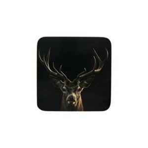 6ks pevné korkové podtácky s jelenem Black Deer - 10*10*0,4cm Mars & More