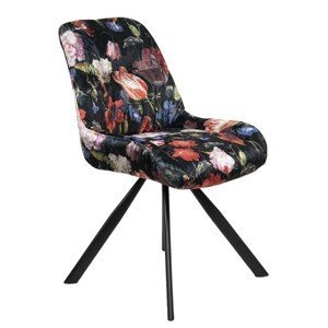Květovaná polstrovaná židle s kovovými nohami Parterre - 51*60*85 cm Clayre & Eef