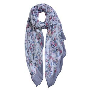 Bílo šedý šátek s květinami - 80*180 cm Clayre & Eef