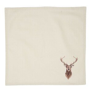 Béžové textilní ubrousky s jelenem Cosy Lodge - 40*40 cm - sada 6ks Clayre & Eef