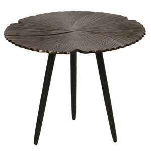 Hnědý odkládací stolek s vějířovitým dekorem Coquilles – Ø 40*31 cm Clayre & Eef