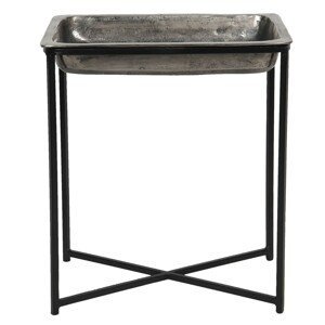 Vintage kovový odkládací stolek ve stříbrném provedení Marrok - 45*31*52 cm Clayre & Eef
