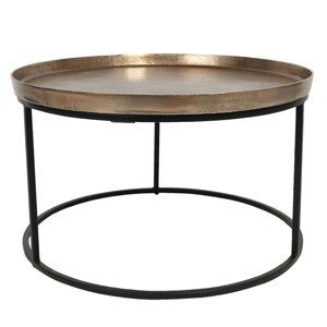 Kovový odkládací stolek ve zlato-černém provedení Devereux – Ø 60*35 cm Clayre & Eef