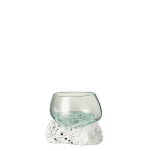 Váza z recyklovaného skla na bílém lávovém kameni Lava S - 20*19*15 cm J-Line by Jolipa
