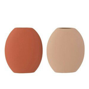 2 ks keramické vázy hnědá a béžová High Flat - 25,7*8,5*30,6 cm J-Line by Jolipa