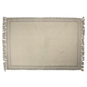 Béžovo-šedý bavlněný koberec s ornamenty a třásněmi - 140*200 cm Clayre & Eef