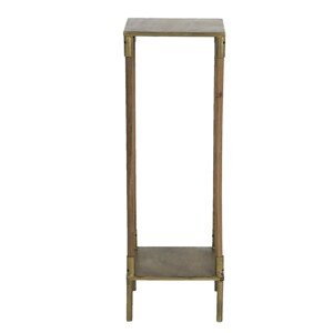 Dřevěný odkládací vintage stolek s kovovou konstrukcí - 25*25*75 cm Clayre & Eef