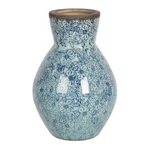 Vysoká keramická váza s kvítky ve vintage stylu Bleues – Ø 16*24 cm Clayre & Eef