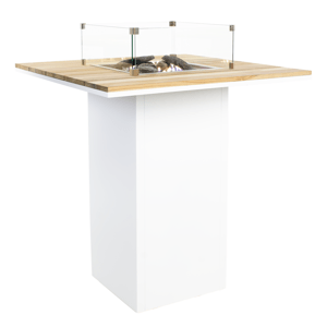 Stůl s plynovým ohništěm COSI Cosiloft barový stůl bílý rám / deska teak HM5980120