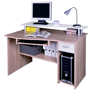 Kancelářský PC stůl LEON, dub sonoma/bílá