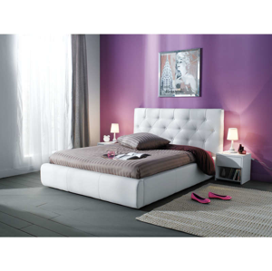 JASMINE, postel 140x200, bílá ekokůže