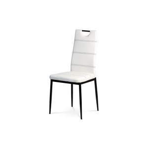 Jídelní židle AC-1220 WT, koženka bílá/černý lak
