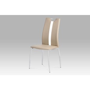 Jídelní židle, koženka cappuccino / chrom, AC-1296 CAP