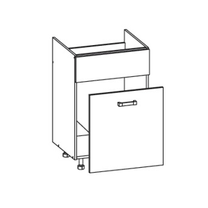 HAMPER dolní skříňka DKS60 SMARTBOX pod dřez, korpus bílá alpská, dvířka dub sanremo světlý